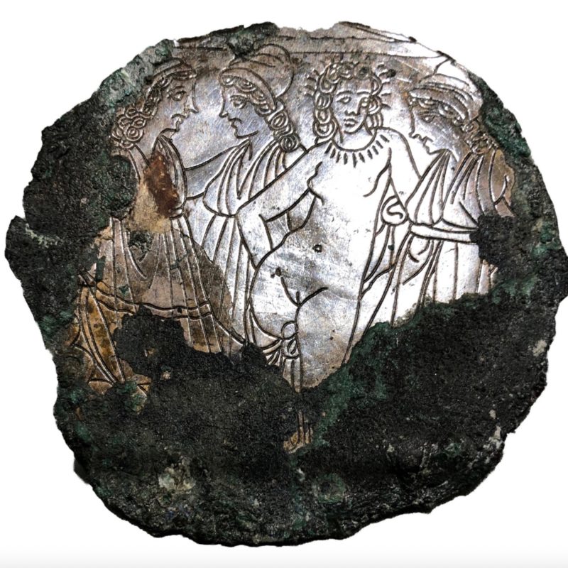 Etruscan bronze mirror fragment