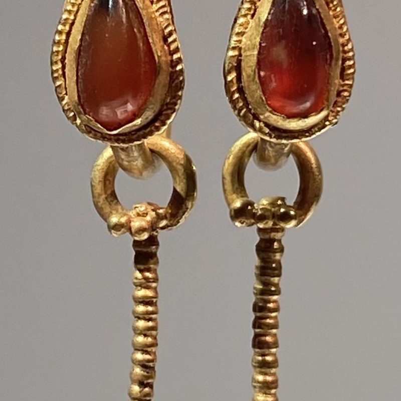 A Pair of Gold and Garnet Earrings