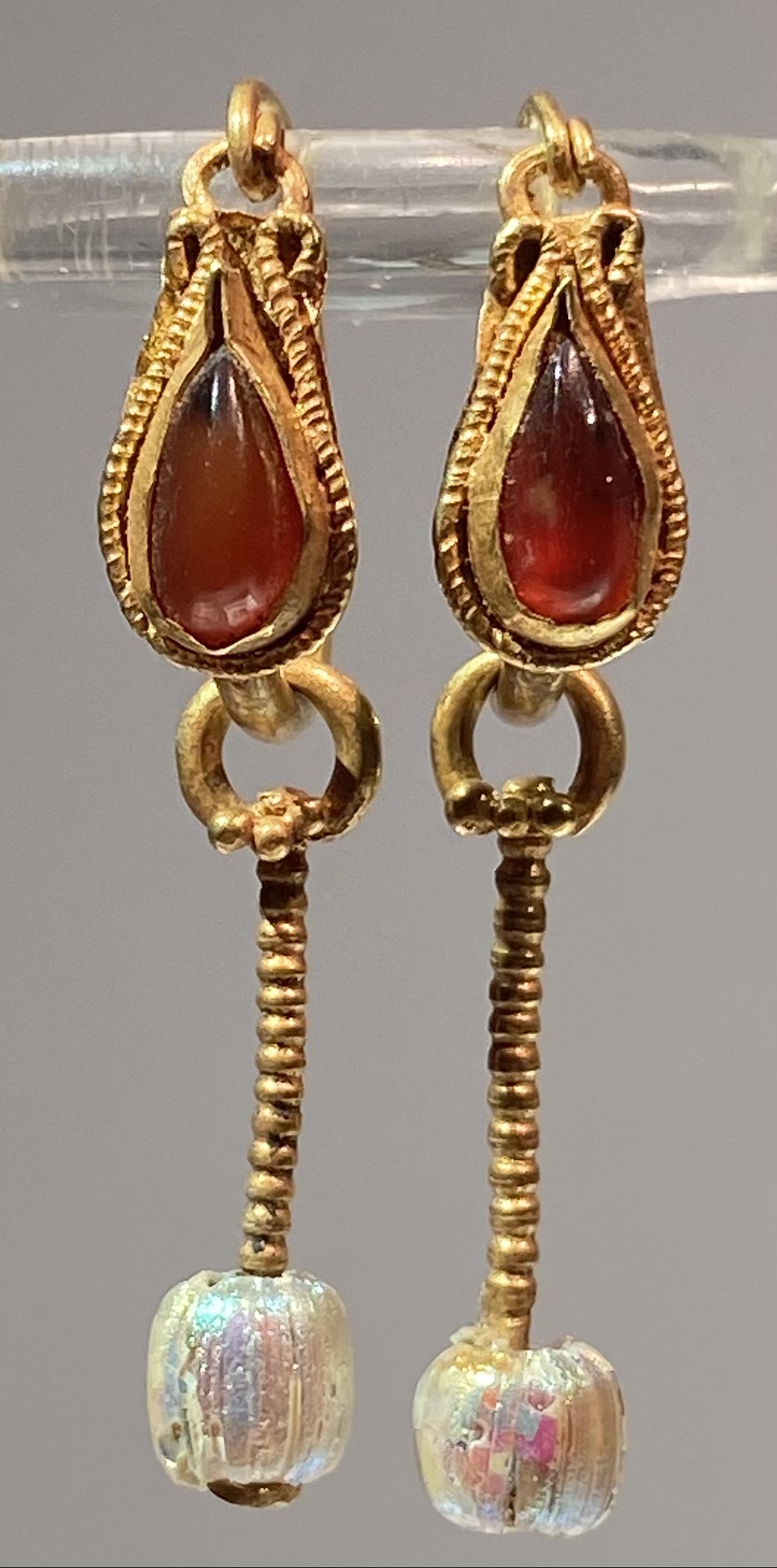 A Pair of Gold and Garnet Earrings