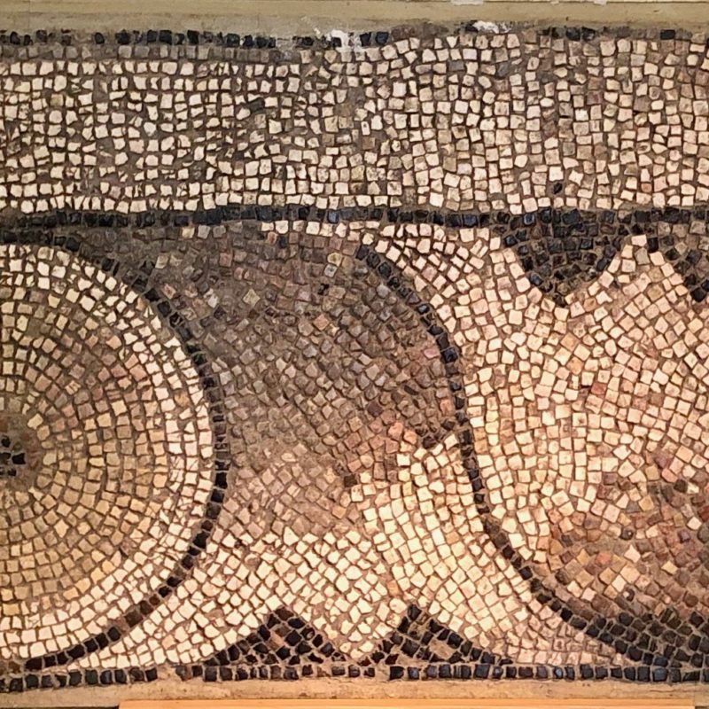 A decorative Roman mosaic panel