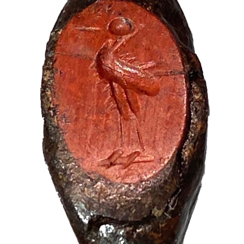 Ancient Roman finger ring with a stork
