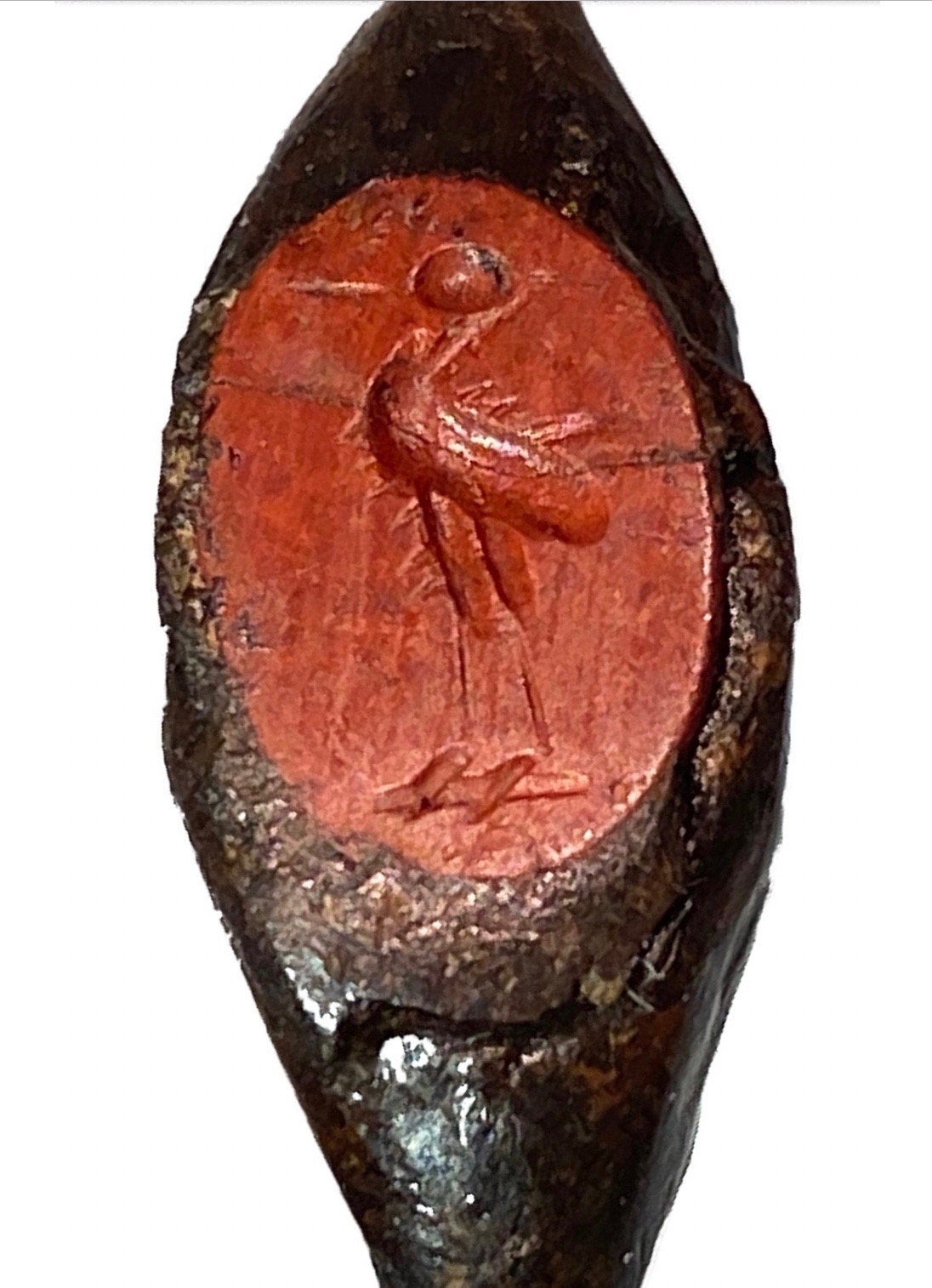 Ancient Roman finger ring with a stork