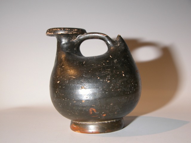 Greek black glazed askos